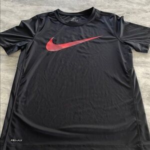 Nike Black Dri-FIT T-Shirt with Red Swoosh
